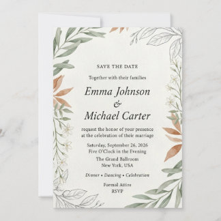 Boho-Terrakotta- und Salbeigrün-Botanical-Hochzeit Save The Date