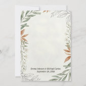 Boho-Terrakotta- und Salbeigrün-Botanical-Hochzeit Save The Date (Rückseite)