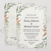 Boho-Terrakotta- und Salbeigrün-Botanical-Hochzeit Save The Date (Vorne/Hinten)