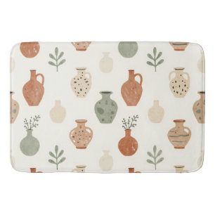 Boho-Terrakotta-Vasen Botanisches Muster Badematte