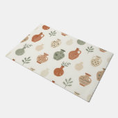 Boho-Terrakotta-Vasen Botanisches Muster Fußmatte (Schrägansicht)