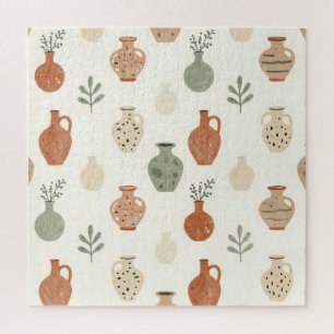 Boho-Terrakotta-Vasen Botanisches Muster Puzzle