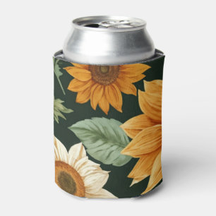 Boho Terrakotta Vintage Sonnenblumen Muster Dosenkühler