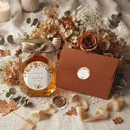 Boho-Terrakotta-Wildblumen-Herbsthochzeit Runder Aufkleber