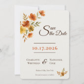 Boho-Terrakotta-Wildblumen-Herbsthochzeit Save The Date (Vorderseite)