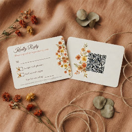Boho-Terrakotta-Wildblumen-Hochzeits-QR-Code-RSVP RSVP Karte