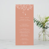 Boho-Terrakotta-Wildblumen-Monogramm-Hochzeitsmenü Menükarte (Stehend Vorderseite)