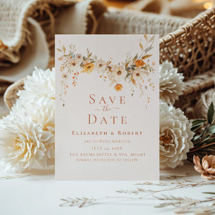 Boho Terrakotta Wildblumen Save the Date Karte