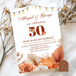 Boho Terrakotta Wir tun es noch Jahrestag Einladun Einladung