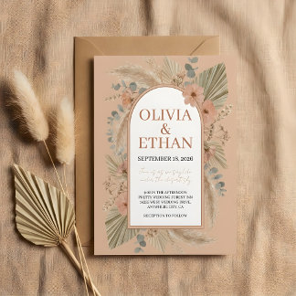Boho-Terrakotta-Wüstenbogen-Hochzeitseinladung Einladung