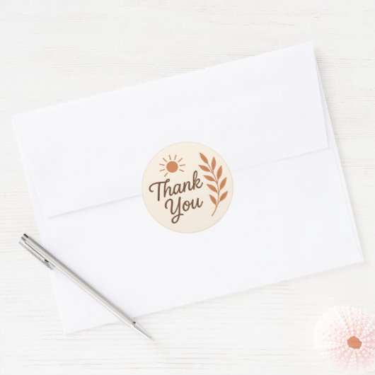 Boho Thank You Sticker – Earthy Aesthetic (Umschlag)