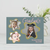 Boho Theme Custom Details Graduation Party Einladung (Stehend Vorderseite)