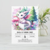 Boho Theme Dragon Birthday Einladung (Stehend Vorderseite)