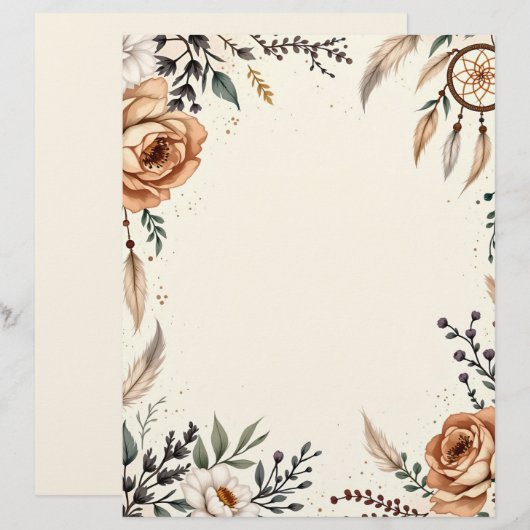 Boho Theme mit Dreamcatcher Briefbogen (Vorne/Hinten)