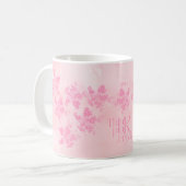 Boho Think Pink Watercolor Blumenmuster  Kaffeetasse (Vorderseite Links)