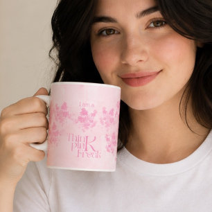 Boho Think Pink Watercolor Blumenmuster Kaffeetasse