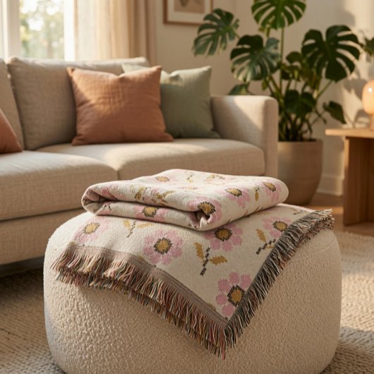 Boho Throw Blanket mit ukrainischem Volksmuster Decke
