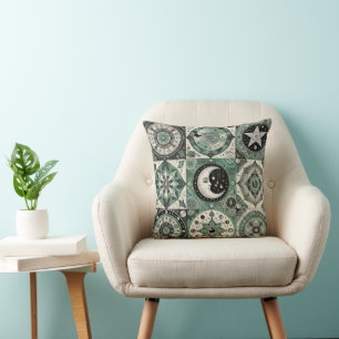 Boho Throw Pillow Moon und geometrischer Akzent Kissen