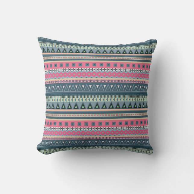 Boho Throw Pillow Tribal Throw Pillow Multicolor Kissen (Vorderseite)