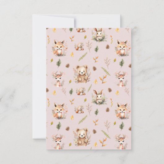 Boho Tiere niedliche Kaninchen botanisches Nesting Dankeskarte (Rückseite)