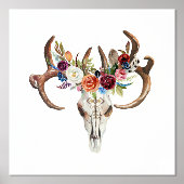 Boho-Tierschädel mit bunten Boho-Blume Foliendrucke (Vorderseite)