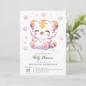 Boho Tiger Baby Shower Einladung (Stehend Vorderseite)