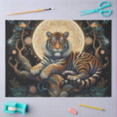 Boho Tiger in Tree mit dem Mond Seidenpapier (Basteln)