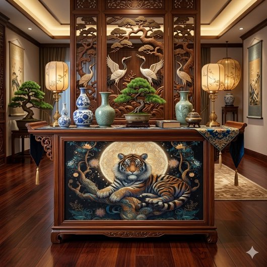 Boho Tiger in Tree mit dem Mond Seidenpapier