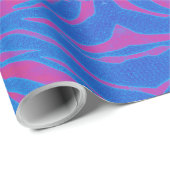 Boho Tiger Stripe Pink und Blau Geschenkpapier (Rolleneckpunkt)