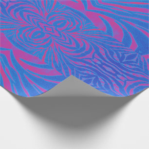Boho Tiger Stripe Pink und Blau Geschenkpapier
