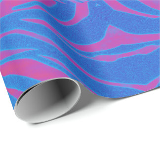 Boho Tiger Stripe Pink und Blau Geschenkpapier