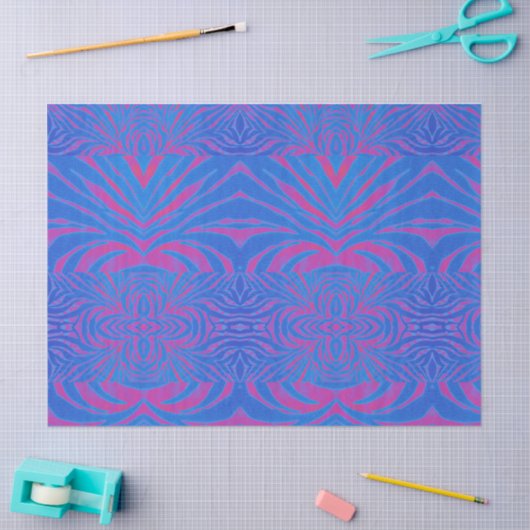 Boho Tiger Stripe Pink und Blau Seidenpapier (Basteln)