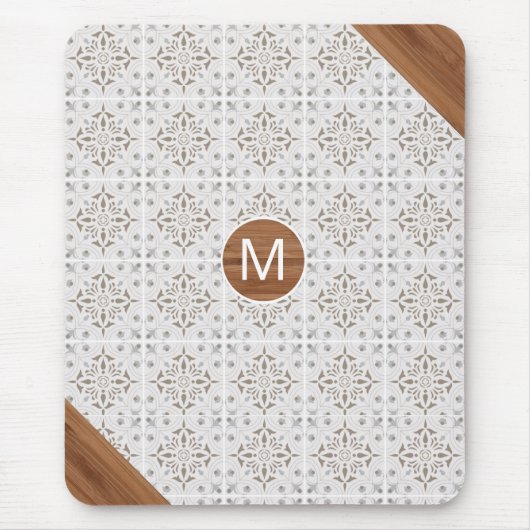 Boho Tile Bamboo Monogram Mouse Pad Mousepad (Vorne)