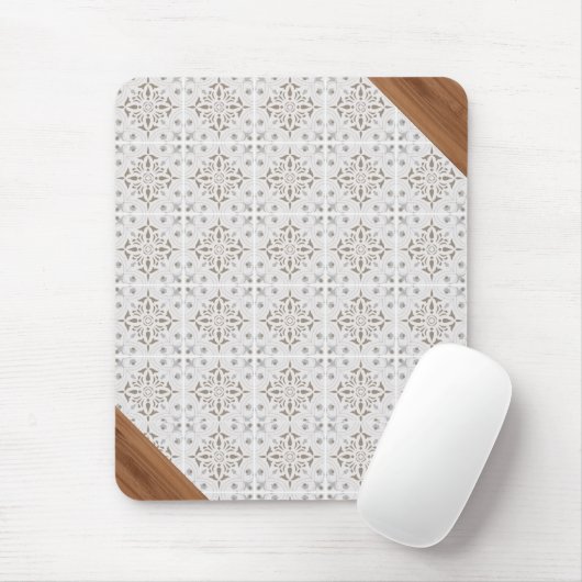 Boho Tile Bamboo Office Bohemisch Mousepad (Mit Mouse)