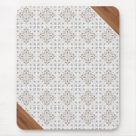 Boho Tile Bamboo Office Bohemisch Mousepad (Vorne)