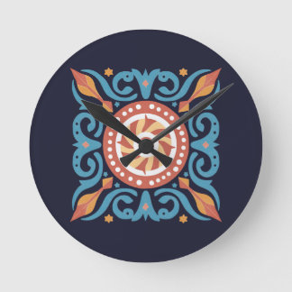 Boho Tile Runde Wanduhr
