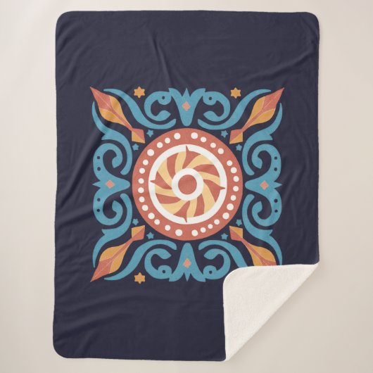 Boho Tile Sherpa Blanket Sherpadecke (Vorderseite)