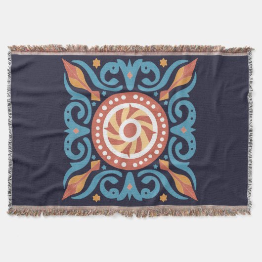 Boho Tile Throw Blanket Decke (Vorderseite)