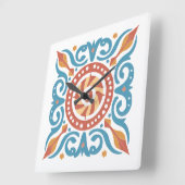 Boho Tile Wall Clock Quadratische Wanduhr (Winkel)