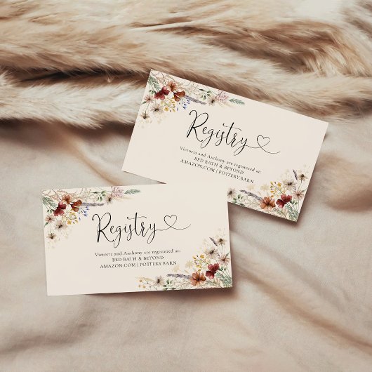 Boho Tiny Wildblume Baby Shower Registry Begleitkarte