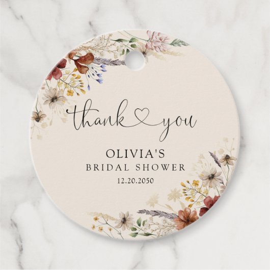 Boho Tiny Wildblume Brautparty Geschenktafel Geschenkanhänger (Vorderseite)