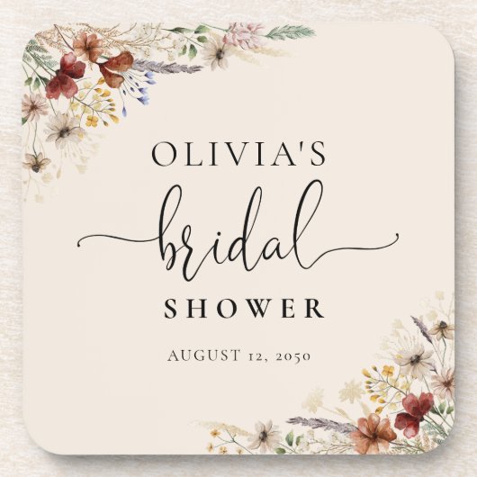 Boho Tiny Wildblume Brautparty Getränkeuntersetzer (Vorderseite)