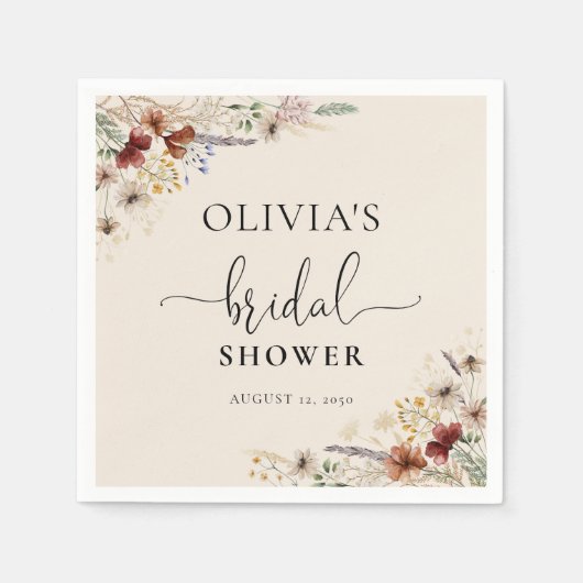 Boho Tiny Wildblume Brautparty Paper Napkin Serviette (Vorderseite)