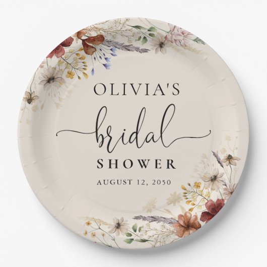 Boho Tiny Wildblume Brautparty Paper Plate Pappteller (Vorderseite)