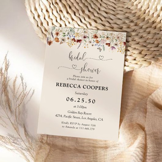 Boho Tiny Wildblume Bridal Dusche Einladung