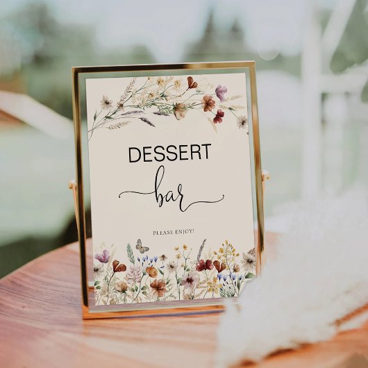 Boho Tiny Wildblume Dessert Bar Sign Sockelschild