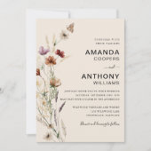 Boho Tiny Wildblume Hochzeitfeier Einladung (Vorderseite)