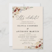 Boho Tiny Wildblume Hochzeitfeier Einladung (Vorderseite)