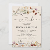 Boho Tiny Wildblume Hochzeitfeier Einladung (Vorderseite)