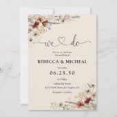 Boho Tiny Wildblume Hochzeitfeier Einladung (Vorderseite)